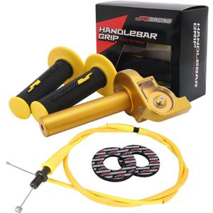 JFG RACING Motorcycle Throttle Assembly,7/8" 22mm Quick Twist Throttle Grips With Throttle Cable Aluminum Alloy Universal For CRF50 KLX SSR TTR 110 125 150 200 250cc Dirt Pit Bike ATV Mini Bike Gold (Normal)