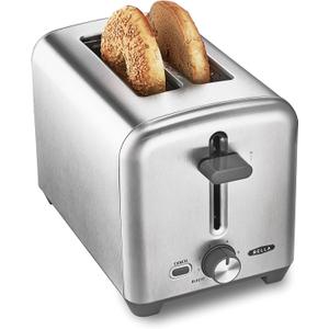 Bella Stainless Steel 2 Slice Toaster with Extra Wide Slots & Removable Crumb Tray - 6 Browning Options, Auto Shut Off & Reheat Function - Toast Bread, Bagel & Waffle