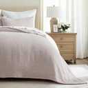 Cotton Gauze Full Queen Bedspread, Ultra Soft Prewashed Pick Stitch Matelass Coverlet, Lightweight Textured Oversized Queen Quilt Bedding Set for All Season, with 2 Shams, Rosette Beige