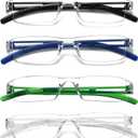 Viseng Blue Light Reading Glasses for Women & Men - Frameless Reading Glassesfashionable rectangular one-piece glasses frame for Computer & Book Reading +2.5