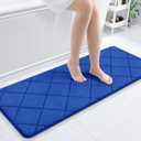 OLANLY Memory Foam Bath Mat 47x20, Ultra Soft and Absorbent Bathroom Rugs, Machine Washable, Comfortable Bath Carpet for Bathroom Floor, Tub and Shower, Royal Blue