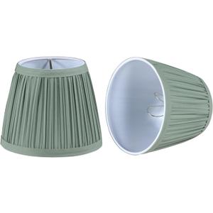 Aspen Creative 51521-2, Hardback Empire Transitional Clip-On Chandelier Lamp Shade, Mushroom Pleated Olive Faux Silk Fabric, 4" Top x 6" Bottom x 5" Slant Height, Set of 2