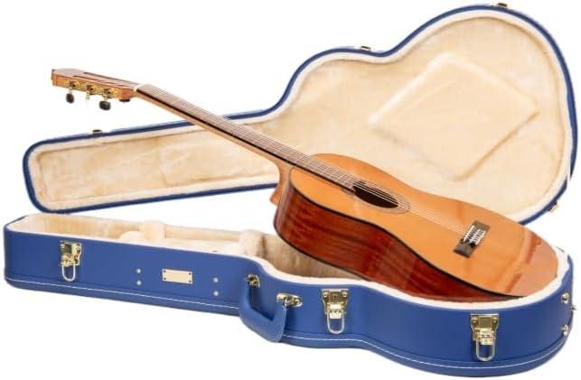 Crossrock Wooden Classical Guitar Case for 4/4 Nylon-String | Vibrant Blue Faux Leather, Beige Plush Interior, Lock Designer Series (CRW520CVB)