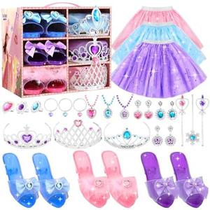 Amazon.com: AINIOKA Princess Dress Up Clothes for Girls 4-6: Princess Toys Kit with Shoes, Skirts, Crown, Wands & Play Jewelry, Birthday Gifts for 3 4 5 6 Year Old Girl Party Favors Role Playing : Toys & Games
