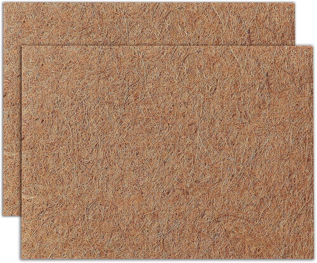 MAXPACE Natural Coconut Coir Liner Sheets - 12×19inch 2 Pcs Coco Fiber for Plant, Planter, Window Basket, Garden Decoration, and Pet Reptile Carpet or Mat