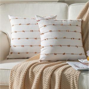 Caflife Boho Throw Pillow Covers 20x20 inches Beige and Brown, Set of 2 Modern Farmhouse Decorative Pillow Covers for Couch Bed, Living Room