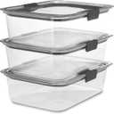 Rubbermaid Brilliance Food Storage Container, Large, 9.6 Cup, Clear, 3 Pack
