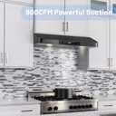 Range Hood 30inch Under Cabinet, 900CFM Black Kitchen Vent Hood with Gesture/Touch Control and Permanent Stainless Steel Filters, Ducted Vent, Top and Rear Vents
