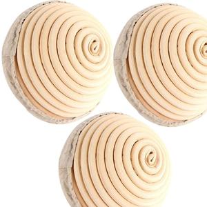 3 pack of 5 inch Sourdough Bread Bakery Basket,Round Bread Banneton Proofing Basket with Linen Liner Cloth, Brotform Dough Rising Rattan Handmade Rattan Bowl for Professional & Home Bakers