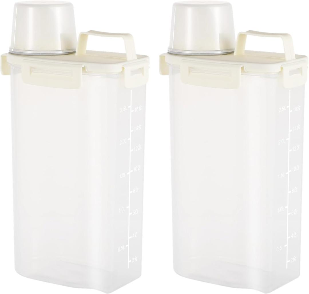 Homaisson 2 PCS Cat Litter Storage Container, 0.8 Gal Clear Plastic Litter Container with Airtight Lid, Transparent Grain Bin with Handle