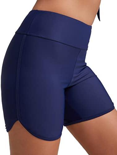 Yilisha Womens Tummy Control Swim Shorts Black Plus Size High Waisted Bikini Bottoms Swimsuit Shorts Swim Bottoms Swimwear, Small