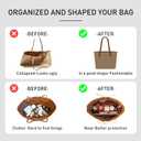 Lightweight Purse Organizer Insert Compatible with Coach City 30 Tote Bags, Zipper Bag Organizer with Cup Holder, 9 Pockets Handbag Stroage Travel Dividers,White-Beige/Medium