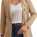GRACE KARIN Women Sweater Blazers Business Casual Long Sleeve Work Cardigan Open Front Lapel Suit Jackets with Pockets (Large, Camel)