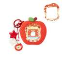 BUBBLELOGUS Apple Bubble Protective Case for Tamagotchi Uni - Soft TPU Silicone Cover with Faceplate & Charms Set, Anti-Scratch & Waterproof (Red)