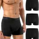 Varmax Incontinence Underwear for Men, Cotton Reusable Washable Leakproof Boxer Briefs, Heavy Flow Bladder Leak Men's Incontinence Underwear. Pack of 3, M