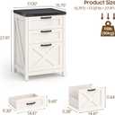 Farmhouse File Cabinet with 3 Drawers for Home Office, White and Black
