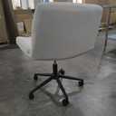 NEO Chair Criss Cross Chair with Wheels Armless Cross Legged Office Desk Wide Comfy Vanity Makeup Chair Adjustable Swivel Rolling Computer for Home Office Fabric (Beige)