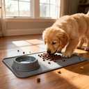 JBD Waterproof Silicone Pet Feeding,cat Food mat, Anti-Slip Dog Food Mat to Contain Spills, Protects Floors from Messy Drinkers, Multiple Sizes and Colors for Dogs and Cats (19"L x 12"W, Gray)