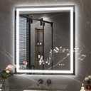 Keonjinn 32 x 36 Inch LED Bathroom Mirror with Lights, Frontlit & Backlit