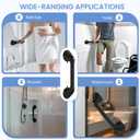 ABLECARE 2 Pack 16 Inch Elderly Heavy Duty Shower Handle, Seniors Grab Bars for Bathtubs, Suction Cup Removable Handrails, Safety Bathroom Grip for Handicap (Light Black)