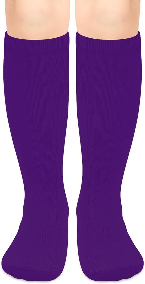 Olreco 1 Pack Toddler Kids Youth Soccer Socks Girls Boys Baseball Socks Youth Knee High Softball Football Accessories Cotton, 9-12 Years