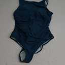 SUUKSESS Women One Piece Ruched Swimsuit Tummy Control Backless Bathing Suit (Large, Peacock Blue)