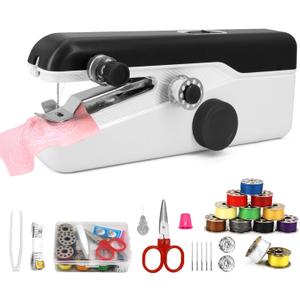 Handheld Sewing Machine, Mini Portable Sewing Machine for Beginners, Electric Fast Stitching, DIY Fabric Clothes Repair Kit, Home Travel Mending Machine with Accessories (Black)