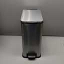 Home Zone Living 4 Gallon Slim Kitchen Can with Soft Close Lid and Step Pedal, Stainless Steel Wastebasket with Removable Liner, Silver