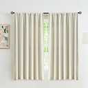 Pom Pom Curtains for Living Room 63 inch Natural Thermal Insulated Room Darkening Curtain Panels for Bedroom Window Drapes Nursery Kids Guest Room Hotel Ivory 52" w x2 Panels Rod Pocket