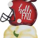 hogardeck Fall Decorations for Home Outdoor, 32" Decorative Garden Stakes with 3 Stacked Pumpkin Football Helmet for Fall Decor, Metal Yard Signs for Garden Home Lawn Patio Thanksgiving Decorations (Rbw)