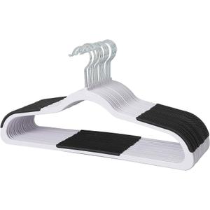 Finnhomy Heavy Duty 50 Pack Plastic Hangers, Clothes Hangers with New Generation Non-Slip Pads,Space Saving Easy Slide Organizer for Bedroom Closet, Great for Shirts, Pants, White
