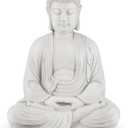 Glitzhome 22.75-inch Zen Meditation Buddha Garden Statue, Black Large Indoor and Outdoor Sculpture, Hand-Finished MGO & Fiberglass Decor for Home Patio Yard