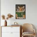 Motivational Tiger Reading Wall Art Canvas Prints Humorous Bookworm whimsical Animal Posters Playful Modern Artwork for Study Library Office Decor 12x16inch Black Aluminum Frame (12L" x 16W")