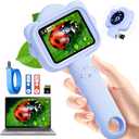 Microscope for Kids, Kids Microscope with Sample Slide, Educational Science Kit Toys for Birthday Gifts Toys for 3+ Year Old Girls, 32GB SD Card Include (Blue)