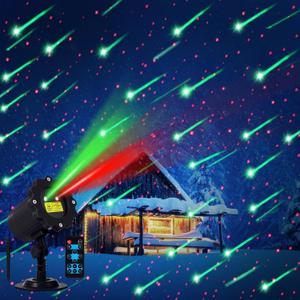 Treela Laser Projector Light Outdoor Yard Projector Decoration Moving Waterproof Star Projection Light with Remote Landscape for Garden Home(Red Green,Meteor Showers)