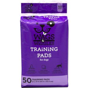 Wags & Wiggles Training Pads for Dogs - Super Absorbent Puppy Pee Pads - Way to Keep Your Home Clean and Train Your Dog and Puppy, 21"x 21" - 50 Count