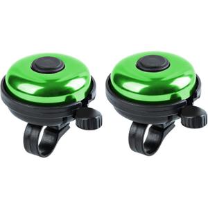 Classic Bike Bell, Aluminum Bicycle Bell, Loud Crisp Clear Sound Bicycle Bike Bell for Adults Kids ((Green,Green-Right Hand Use2 Pack))