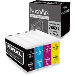 NoahArk 4 Packs 786XL Remanufactured Ink Cartridge Replacement for Epson 786 T786XL High Yeild for Workforce Pro WF-4630 WF-4640 WF-5110 WF-5190 WF-5620 WF-5690 Printer (Black, Cyan, Magenta, Yellow)