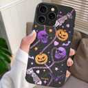 SCORPIFY for iPhone 16 Pro Max Case [Compatible with MagSafe] with Gothic Halloween Haunted Pumpkin, Cute Cosmic Orange Magnetic Phone Cover for Women Girls, Pink Purple Glitter Sparkle Gold Bumper