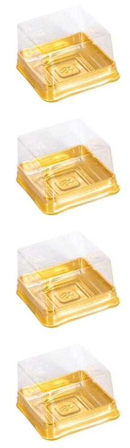 Moon Cake Trays 50G Mooncake Tray Square Clear Individual Plastic Cupcake Muffin Single Container Box Mooncake Package Box Container Holder for Cake Party Wedding,Gold,50 Pack