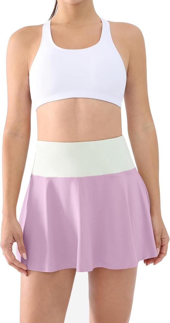Cosmolle Womens Tennis Skirts High Waisted Tummy Control Pleated Golf Skorts with Shorts Pockets for Workout, Pickleball (S)