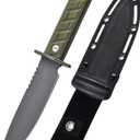 0006 Full Tang Fixed Blade Survival Hunting Knife, 5.9 inch CPM 3V Drop Point Blade, Green G10 Handle, Fixed Blade Knife with Kydex Sheath, for EDC, Outdoor Tactics, Camping and Hunting