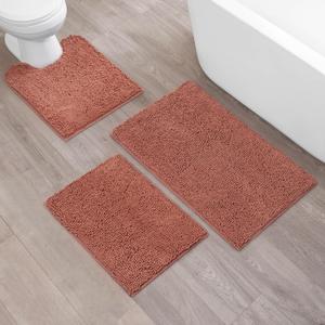 Bathroom Rugs Chenille Bath mat 3 Piece Set, Super Absorbent, Strong PVC Non Slip Backing, Bath mats for Bathroom, Plush Shaggy, Thick, Machine Washable, Bathtub, Shower, Toilet, (20''32''+16''24''+2020'' U Shape)