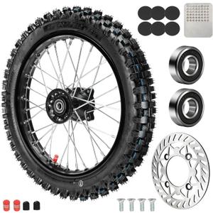 14'' Front Wheel 60/100-14 2.50-14 Dirt Bike Tire Rim Assembly for 110cc 125cc SSR PW80 TTR110 YZ65 RM65 JR80 DS80 KX65 KLX110 CRF70 XR70 Taotao DB14 Baja DR70 Pit Bike Parts with 15mm Bearings