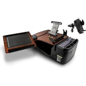 AutoExec Reach Desk Front Seat Car Desk and Portable Workstation with Printer Stand, Tablet Mount and Phone Vent Clip, Mahogany