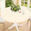 Smiry Round Spandex Tablecloth, Elastic Fitted Washable Tablecloths for 36"-44" Tables, Waterpoof Stretch Picnic Table Cover for Dining, Indoor and Outdoor, Beige