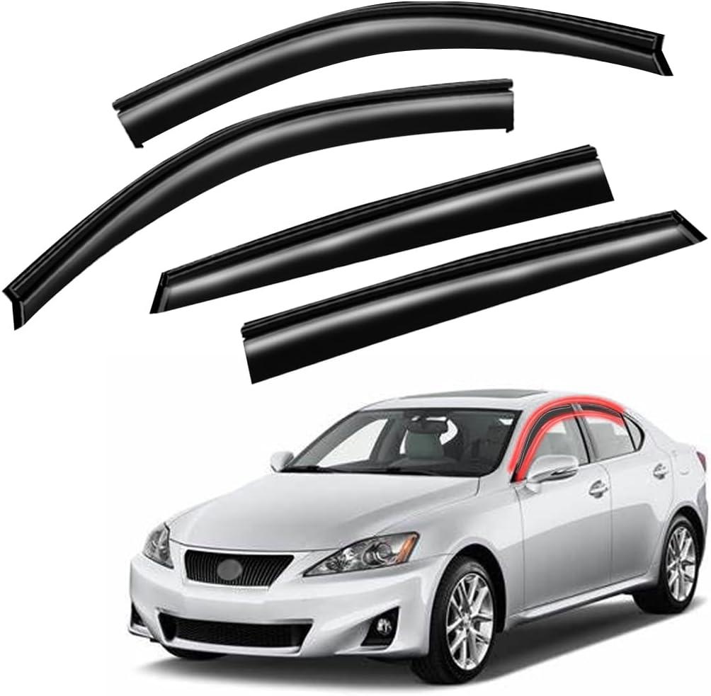 Window Visors Rain Guards for Car Windows with Fit for 2006-2012 Lexus IS250 IS350, Front and Rear Sun/Rain Guards, Smoke Window Deflectors