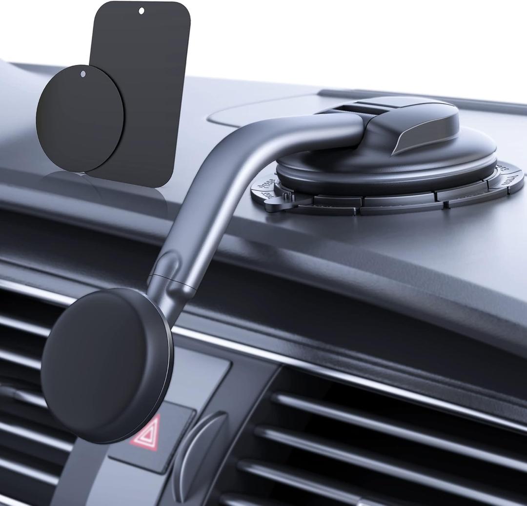 Magnetic Phone Holder for Car, [ Powerful Magnets & Military-Grade Suction] Car Phone Holder Mount Dashboard Windshield Cell Phone Holder Phone Stand for Car iPhone Android Automobile Cradle (Gray)