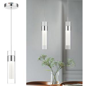 kudos Chrome Pendant Light Fixtures, Modern LED Pendant Lights with Clear Glass and Milk Glass, Pendant Lights for Kitchen Island, KDPL10-CH