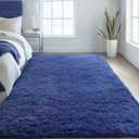 OLANLY 5x7 Machine Washable Large Area Rugs for Living Room, Bedroom, Soft Fluffy Shaggy Bedside Rug, Indoor Floor Carpet for Kids Girls and Boys, Dorms, Nursery, Home Decor Aesthetic, Navy Blue